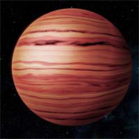 Тешаб - первый и крупнейший из двух газовых гигантов в системе Эты Хокинга. По большей части он состоит из водорода и гелия, бурые и оранжевые пятна в верхних слоях атмосферы возникают из-за примесей серы.